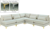 Julia Velvet / Engineered Wood / Metal / Foam Contemporary Cream Velvet Modular Sectional (5 Boxes) - 104.5" W x 112.5" D x 33" H