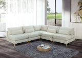 Julia Velvet / Engineered Wood / Metal / Foam Contemporary Cream Velvet Modular Sectional (5 Boxes) - 104.5" W x 112.5" D x 33" H