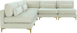 Julia Velvet / Engineered Wood / Metal / Foam Contemporary Cream Velvet Modular Sectional (5 Boxes) - 104.5" W x 112.5" D x 33" H