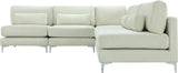 Julia Velvet / Engineered Wood / Metal / Foam Contemporary Cream Velvet Modular Sectional (5 Boxes) - 104.5" W x 112.5" D x 33" H