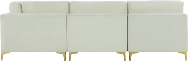 Julia Velvet / Engineered Wood / Metal / Foam Contemporary Cream Velvet Modular Sectional (5 Boxes) - 104.5" W x 112.5" D x 33" H