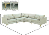 Julia Velvet / Engineered Wood / Metal / Foam Contemporary Cream Velvet Modular Sectional (5 Boxes) - 108.5" W x 112.5" D x 33" H