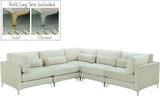 Julia Velvet / Engineered Wood / Metal / Foam Contemporary Cream Velvet Modular Sectional (5 Boxes) - 108.5" W x 112.5" D x 33" H