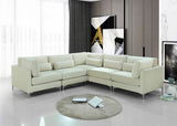 Julia Velvet / Engineered Wood / Metal / Foam Contemporary Cream Velvet Modular Sectional (5 Boxes) - 108.5" W x 112.5" D x 33" H