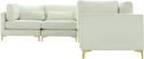 Julia Velvet / Engineered Wood / Metal / Foam Contemporary Cream Velvet Modular Sectional (5 Boxes) - 108.5" W x 112.5" D x 33" H