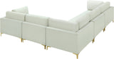 Julia Velvet / Engineered Wood / Metal / Foam Contemporary Cream Velvet Modular Sectional (5 Boxes) - 108.5" W x 112.5" D x 33" H