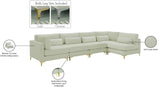 Julia Velvet / Engineered Wood / Metal / Foam Contemporary Cream Velvet Modular Sectional (5 Boxes) - 142" W x 71" D x 33" H"