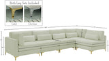 Julia Velvet / Engineered Wood / Metal / Foam Contemporary Cream Velvet Modular Sectional (5 Boxes) - 142" W x 71" D x 33" H"