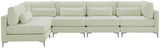 Julia Velvet / Engineered Wood / Metal / Foam Contemporary Cream Velvet Modular Sectional (5 Boxes) - 142" W x 71" D x 33" H"