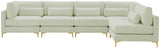 Julia Velvet / Engineered Wood / Metal / Foam Contemporary Cream Velvet Modular Sectional (5 Boxes) - 142" W x 71" D x 33" H"