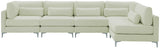 Julia Velvet / Engineered Wood / Metal / Foam Contemporary Cream Velvet Modular Sectional (5 Boxes) - 142" W x 71" D x 33" H"