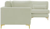 Julia Velvet / Engineered Wood / Metal / Foam Contemporary Cream Velvet Modular Sectional (5 Boxes) - 142" W x 71" D x 33" H"