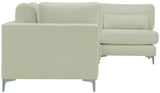 Julia Velvet / Engineered Wood / Metal / Foam Contemporary Cream Velvet Modular Sectional (5 Boxes) - 142" W x 71" D x 33" H"