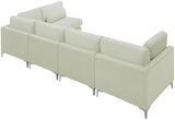 Julia Velvet / Engineered Wood / Metal / Foam Contemporary Cream Velvet Modular Sectional (5 Boxes) - 142" W x 71" D x 33" H"