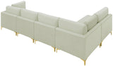 Julia Velvet / Engineered Wood / Metal / Foam Contemporary Cream Velvet Modular Sectional (5 Boxes) - 142" W x 71" D x 33" H"