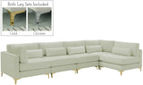 Julia Velvet / Engineered Wood / Metal / Foam Contemporary Cream Velvet Modular Sectional (5 Boxes) - 142" W x 71" D x 33" H"