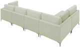 Julia Velvet / Engineered Wood / Metal / Foam Contemporary Cream Velvet Modular Sectional (5 Boxes) - 142" W x 71" D x 33" H"