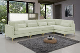 Julia Velvet / Engineered Wood / Metal / Foam Contemporary Cream Velvet Modular Sectional (5 Boxes) - 142" W x 71" D x 33" H"