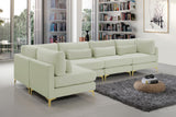 Julia Velvet / Engineered Wood / Metal / Foam Contemporary Cream Velvet Modular Sectional (5 Boxes) - 142" W x 71" D x 33" H"