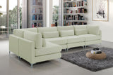 Julia Velvet / Engineered Wood / Metal / Foam Contemporary Cream Velvet Modular Sectional (5 Boxes) - 142" W x 71" D x 33" H"