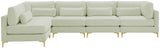 Julia Velvet / Engineered Wood / Metal / Foam Contemporary Cream Velvet Modular Sectional (5 Boxes) - 142" W x 71" D x 33" H"