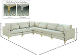 Julia Velvet / Engineered Wood / Metal / Foam Contemporary Cream Velvet Modular Sectional (6 Boxes) - 142" W x 112.5" D x 33" H