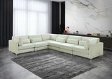 Julia Velvet / Engineered Wood / Metal / Foam Contemporary Cream Velvet Modular Sectional (6 Boxes) - 142" W x 112.5" D x 33" H