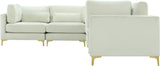 Julia Velvet / Engineered Wood / Metal / Foam Contemporary Cream Velvet Modular Sectional (6 Boxes) - 142" W x 112.5" D x 33" H