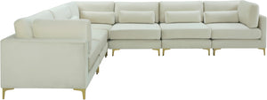 Julia Velvet / Engineered Wood / Metal / Foam Contemporary Cream Velvet Modular Sectional (6 Boxes) - 142" W x 112.5" D x 33" H