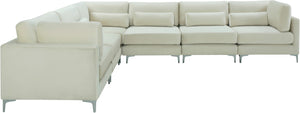 Julia Velvet / Engineered Wood / Metal / Foam Contemporary Cream Velvet Modular Sectional (6 Boxes) - 142" W x 112.5" D x 33" H