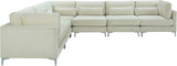 Julia Velvet / Engineered Wood / Metal / Foam Contemporary Cream Velvet Modular Sectional (6 Boxes) - 142" W x 112.5" D x 33" H