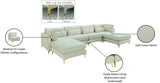 Julia Velvet / Engineered Wood / Metal / Foam Contemporary Cream Velvet Modular Sectional (6 Boxes) - 142" W x 77" D x 33" H