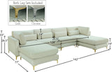 Julia Velvet / Engineered Wood / Metal / Foam Contemporary Cream Velvet Modular Sectional (6 Boxes) - 142" W x 77" D x 33" H