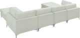 Julia Velvet / Engineered Wood / Metal / Foam Contemporary Cream Velvet Modular Sectional (6 Boxes) - 142" W x 77" D x 33" H