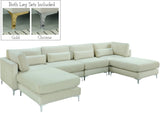 Julia Velvet / Engineered Wood / Metal / Foam Contemporary Cream Velvet Modular Sectional (6 Boxes) - 142" W x 77" D x 33" H