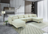 Julia Velvet / Engineered Wood / Metal / Foam Contemporary Cream Velvet Modular Sectional (6 Boxes) - 142" W x 77" D x 33" H