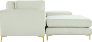 Julia Velvet / Engineered Wood / Metal / Foam Contemporary Cream Velvet Modular Sectional (6 Boxes) - 142" W x 77" D x 33" H