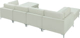 Julia Velvet / Engineered Wood / Metal / Foam Contemporary Cream Velvet Modular Sectional (6 Boxes) - 142" W x 77" D x 33" H