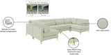 Julia Velvet / Engineered Wood / Metal / Foam Contemporary Cream Velvet Modular Sectional (6 Boxes) - 142" W x 71" D x 33" H