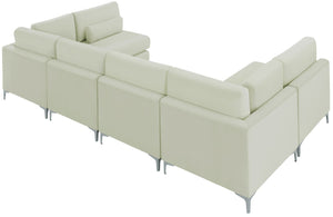 Julia Velvet / Engineered Wood / Metal / Foam Contemporary Cream Velvet Modular Sectional (6 Boxes) - 142" W x 71" D x 33" H