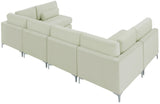 Julia Velvet / Engineered Wood / Metal / Foam Contemporary Cream Velvet Modular Sectional (6 Boxes) - 142" W x 71" D x 33" H