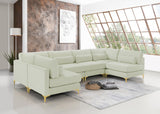 Julia Velvet / Engineered Wood / Metal / Foam Contemporary Cream Velvet Modular Sectional (6 Boxes) - 142" W x 71" D x 33" H