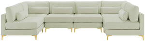 Julia Velvet / Engineered Wood / Metal / Foam Contemporary Cream Velvet Modular Sectional (6 Boxes) - 142" W x 71" D x 33" H