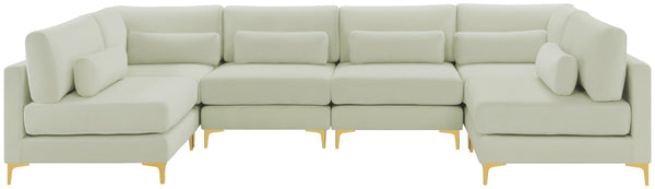Julia Velvet / Engineered Wood / Metal / Foam Contemporary Cream Velvet Modular Sectional (6 Boxes) - 142" W x 71" D x 33" H