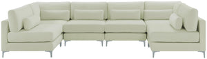 Julia Velvet / Engineered Wood / Metal / Foam Contemporary Cream Velvet Modular Sectional (6 Boxes) - 142" W x 71" D x 33" H