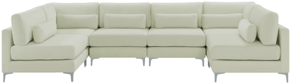 Julia Velvet / Engineered Wood / Metal / Foam Contemporary Cream Velvet Modular Sectional (6 Boxes) - 142" W x 71" D x 33" H