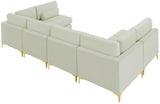 Julia Velvet / Engineered Wood / Metal / Foam Contemporary Cream Velvet Modular Sectional (6 Boxes) - 142" W x 71" D x 33" H