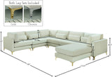 Julia Velvet / Engineered Wood / Metal / Foam Contemporary Cream Velvet Modular Sectional (7 Boxes) - 142" W x 112.5" D x 33" H