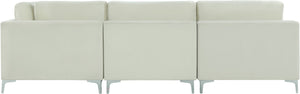 Julia Velvet / Engineered Wood / Metal / Foam Contemporary Cream Velvet Modular Sectional (7 Boxes) - 142" W x 112.5" D x 33" H