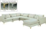 Julia Velvet / Engineered Wood / Metal / Foam Contemporary Cream Velvet Modular Sectional (7 Boxes) - 142" W x 112.5" D x 33" H